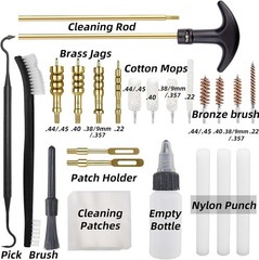 Handgun Cleaning Kit .22 .357 9mm .45 .40 Bronze Brush Cotton Mop Nylon Punch