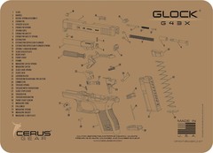 For Glock 43X Schematic Handgun Mat Cerus Gear FDE