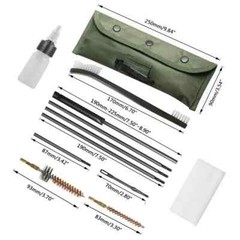 12 Piece Rifle Cleaning Tools Kit w/ Flexible Rod Brushes Pouch, AW11966