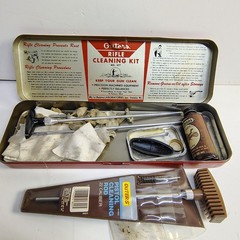 Outers Rifle Gun Cleaning Kit Red Box Rod Set Oil Patch Cloth plus extras