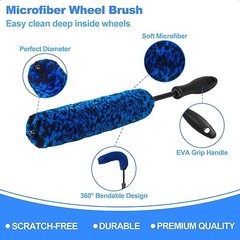 12Pcs Wheel Brush Kit for Cleaning Wheel and Tire, Wheel and Rim Brush, Blue