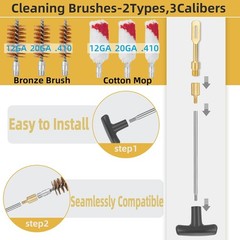 Shotgun Cleaning Kit – Bronze Bore Brushes, Cotton Mops, Nylon Brush, Cleaning P