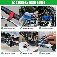 7-piece motorcycle cleaning kit, including Portable Lift Jack for Chain