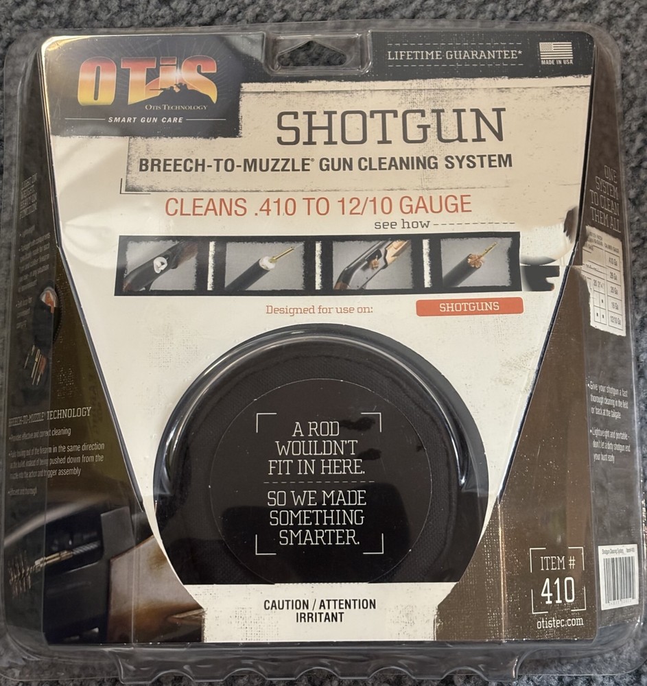 OTIS SHOTGUN BREECH TO MUZZLE GUN CLEANING SYSTEM CLEANS .410 TO 12/10 GUAGE