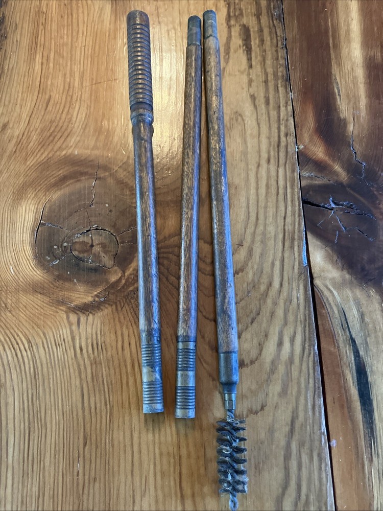 VINTAGE 3 PIECE WOOD & BRASS Shotgun CLEANING ROD