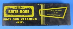 Vintage Mill Run Brite-Bore Shot Gun Cleaning Kit Metal Box Wood Handle Rod