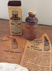 Vintage Hoppe’s Nitro Powder Solvent No.9 Bottle Glass w/ Original Box Papers