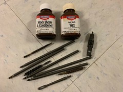 Rifel Gun Muzzle Cleaning Rod w/ Attachments Birchwood Casey Wax & Stock Sheen