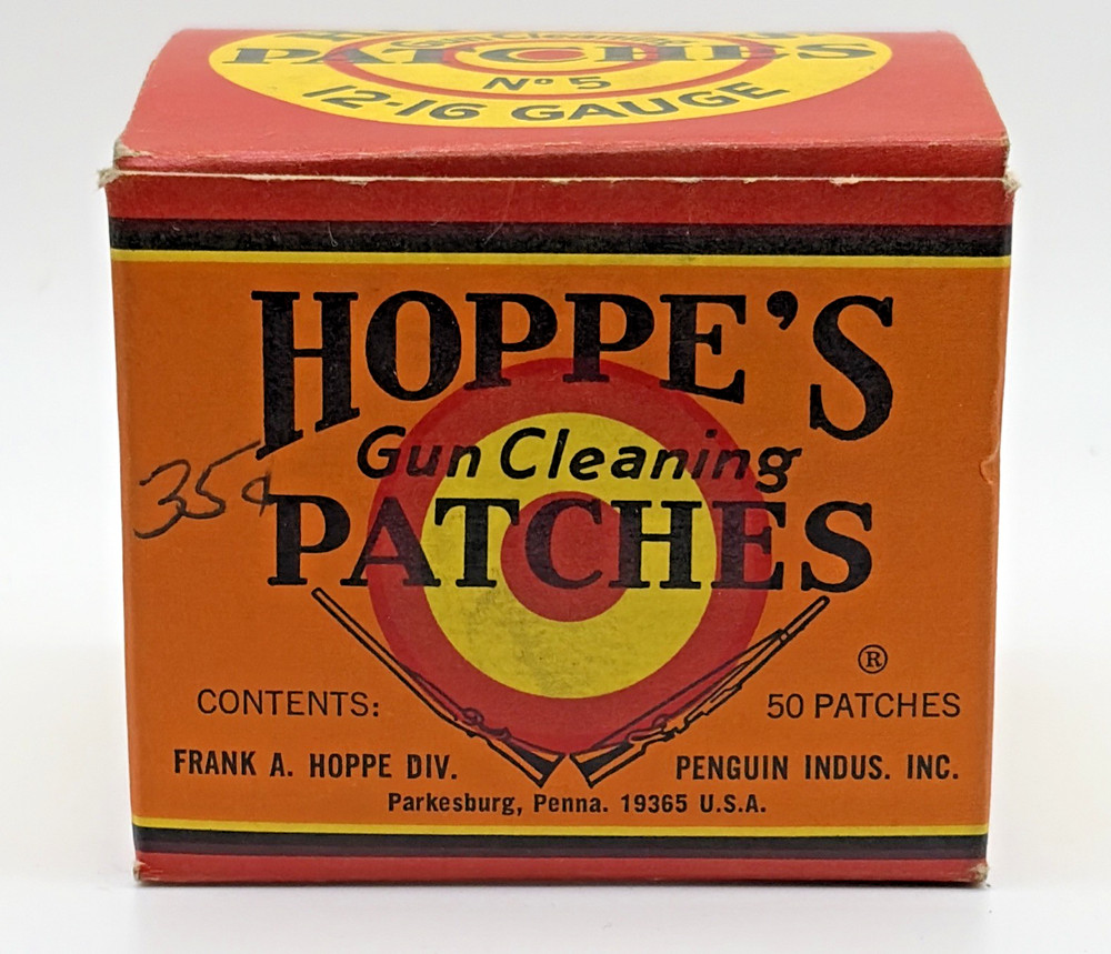 Vintage Hoppe’s No 5 Cleaning Patches With Original Box, 12-16 Gauge 1976