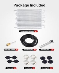 5/16″ Transmission Oil Cooler Tube and Fin Cooler Kit Universal 8 Pass Silver