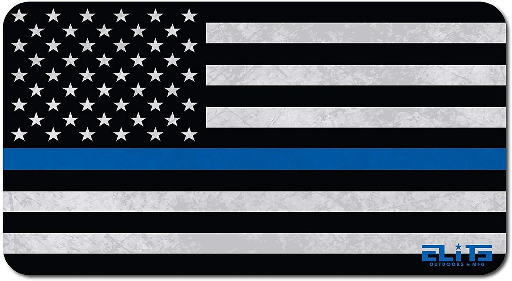 ELITE OUTDOORS Police Thin Blue Line Flag Gun Cleaning MAT 12″ x 22″ Made In USA