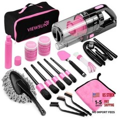17pcs Car Cleaning Kit Car Interior Detailing Kit with High Power 17PCS Pink