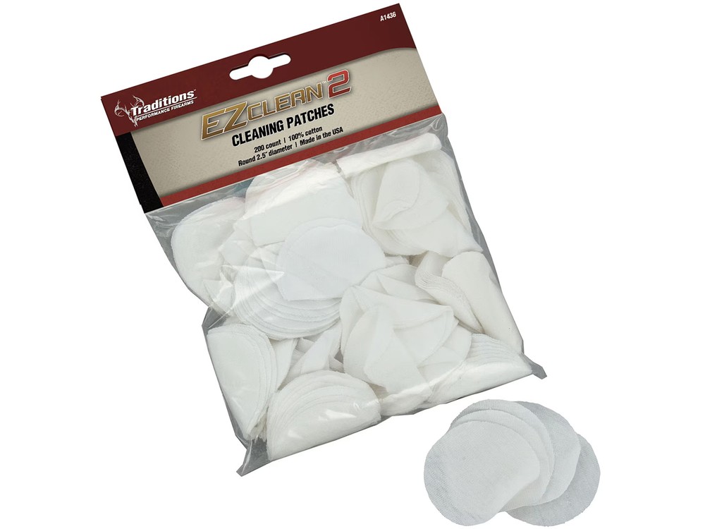 Traditions EZ Clean 2 Black Powder Cleaning Patches 45-54 Cal 2.5″ 100PK