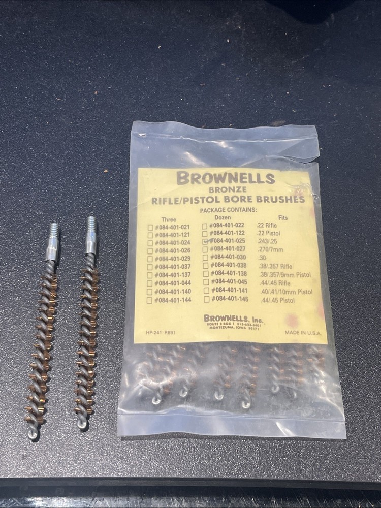 10 pc. Brownell’s 084-401-025 Bronze Pistol/Rifle Bore Brushes for .243 / .25