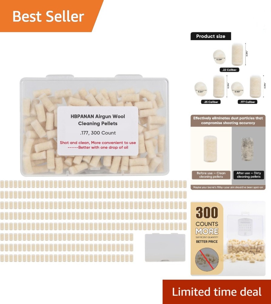 300 Count .177 Cal Cotton Felt Cleaning Pellets – Tool-Free Deep Clean Solution
