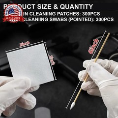PINGMIC Gun Cleaning Supplies – 6″ Long Cotton Swabs and 2″x2″ Cleaning Patches