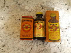 Vintage Hoppes Full Solvent Bottle & Box Plus No.1 Box of .22 Caliber Patches