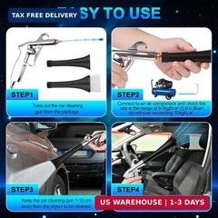 2 Nozzles Air Cleaning Gun, Dry Cleaning Gun Quickly Blasts Dust, Dirt and Grime