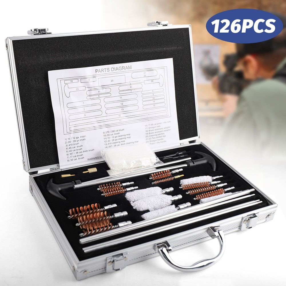 126PC Universal Cleaning Kit For Gun Rifle Pistol Shotgun Cleaner Maintenance