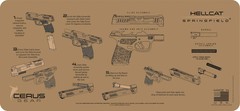Springfield® Hellcat Instructional Gun Mat Jumbo 12″ X 27″ Cerus Gear FDE