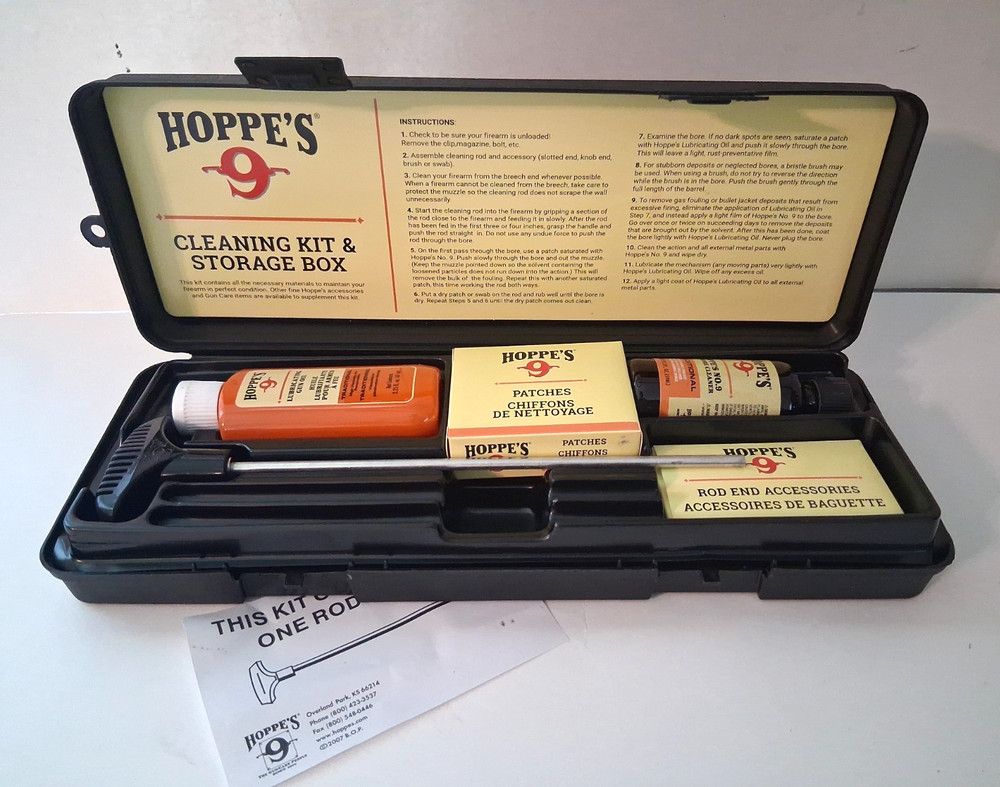 Hoppe’s No 9 Gun Cleaning Kit PC038 for 38 357 and 9mm Pistols 2018 Storage Box