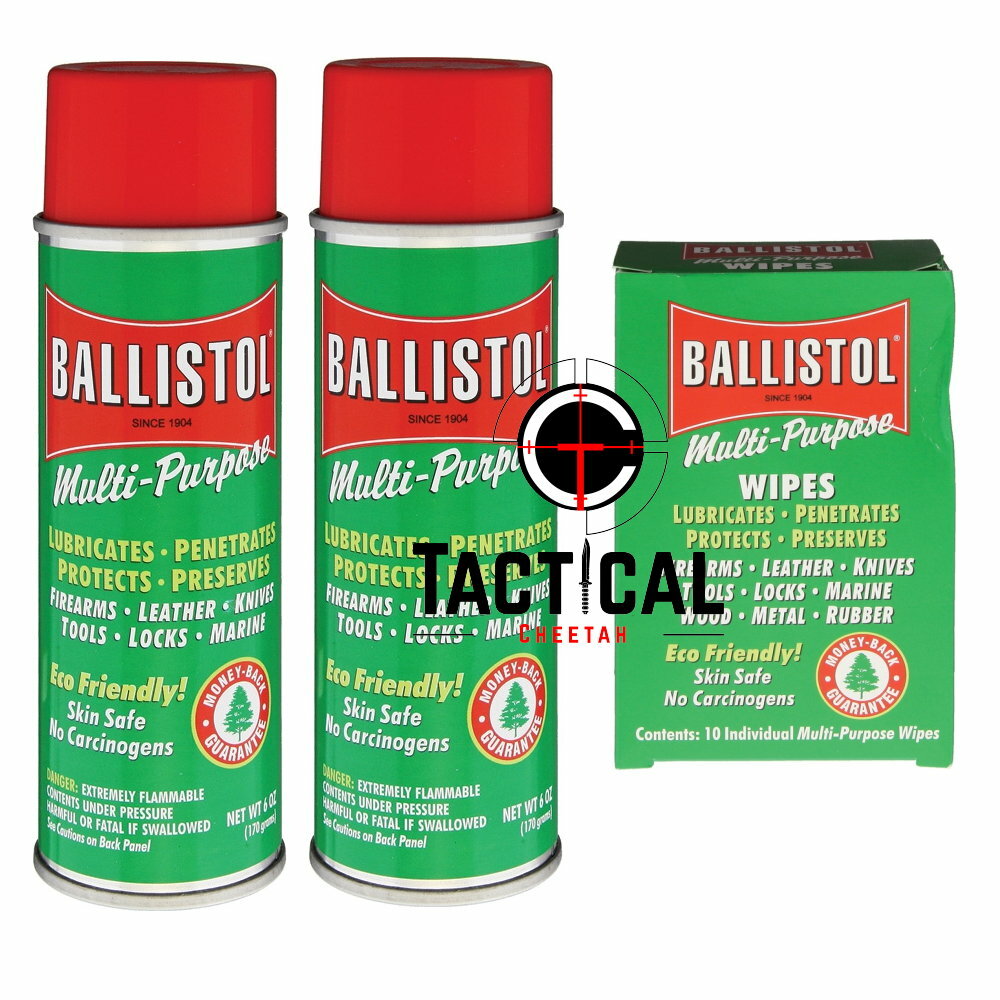 2 Cans of 6 oz Spray Gun Cleaning of Ballistol Multi-Purpose Wipes (10 wipes)&