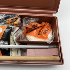 Hoppes 9 Old Vintage Gun Cleaning Kit & Storage Box Nice Orange Hard Case c1980s
