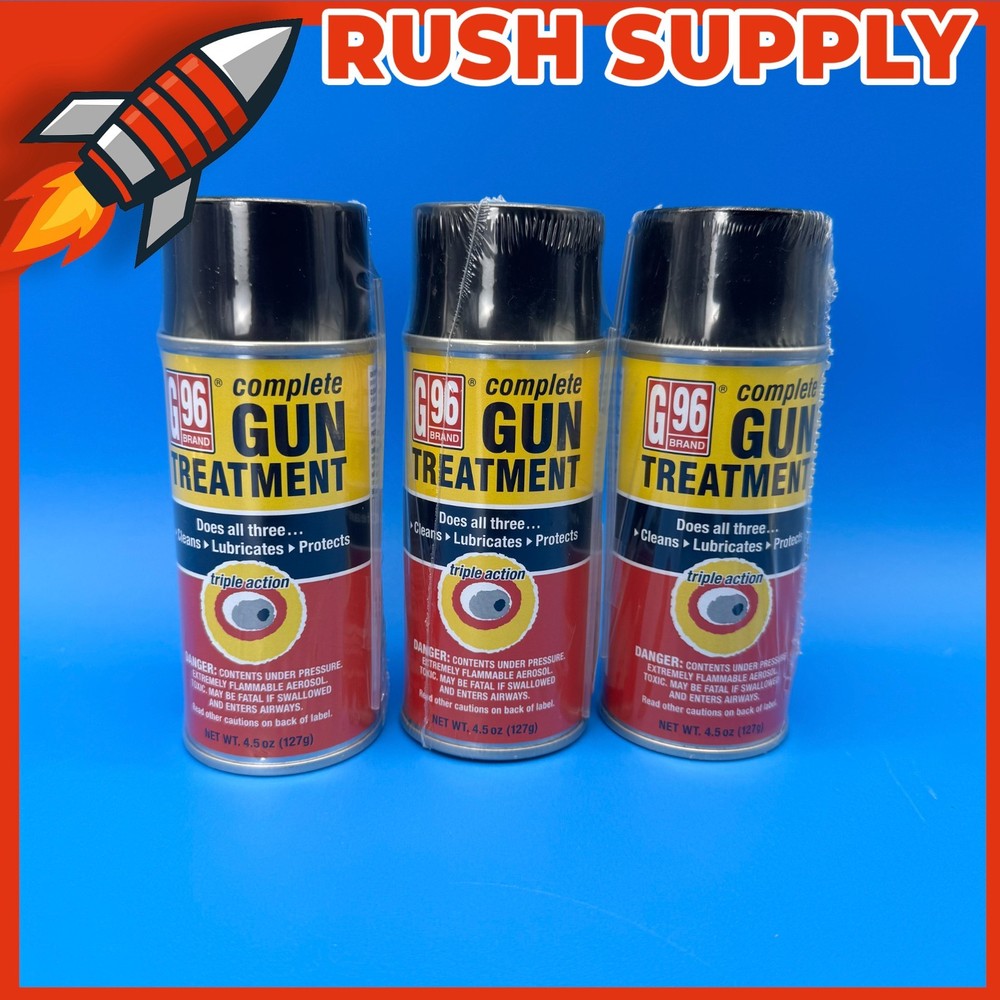 Lot of 3 G96 Gun Treatment Cleans Lubricates & Protects 4.5 oz Aerosol – 1055