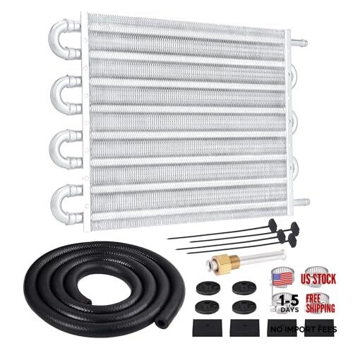 5/16″ Transmission Oil Cooler Tube and Fin Cooler Kit Universal 8 Pass Silver