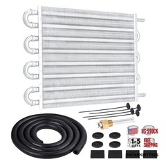 5/16″ Transmission Oil Cooler Tube and Fin Cooler Kit Universal 8 Pass Silver