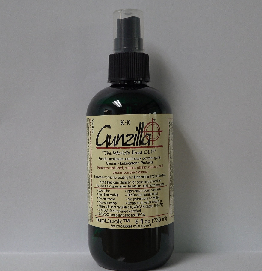 8oz bottle of Gunzilla, “The World’s Best CLP”
