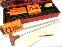 Vtg. Hoppes U22, 22 Cal Rifle Gun Cleaning Kit With Red Storage Box