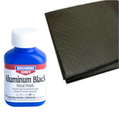 Aluminum Black Metal Finish / Blackener Liquid for Guns PLUS Two Absorbent Pads