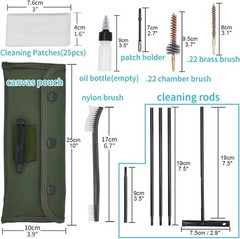 Universal 13-Piece Gun Cleaning Kit with Brass & Nylon Brushes – Compact Design