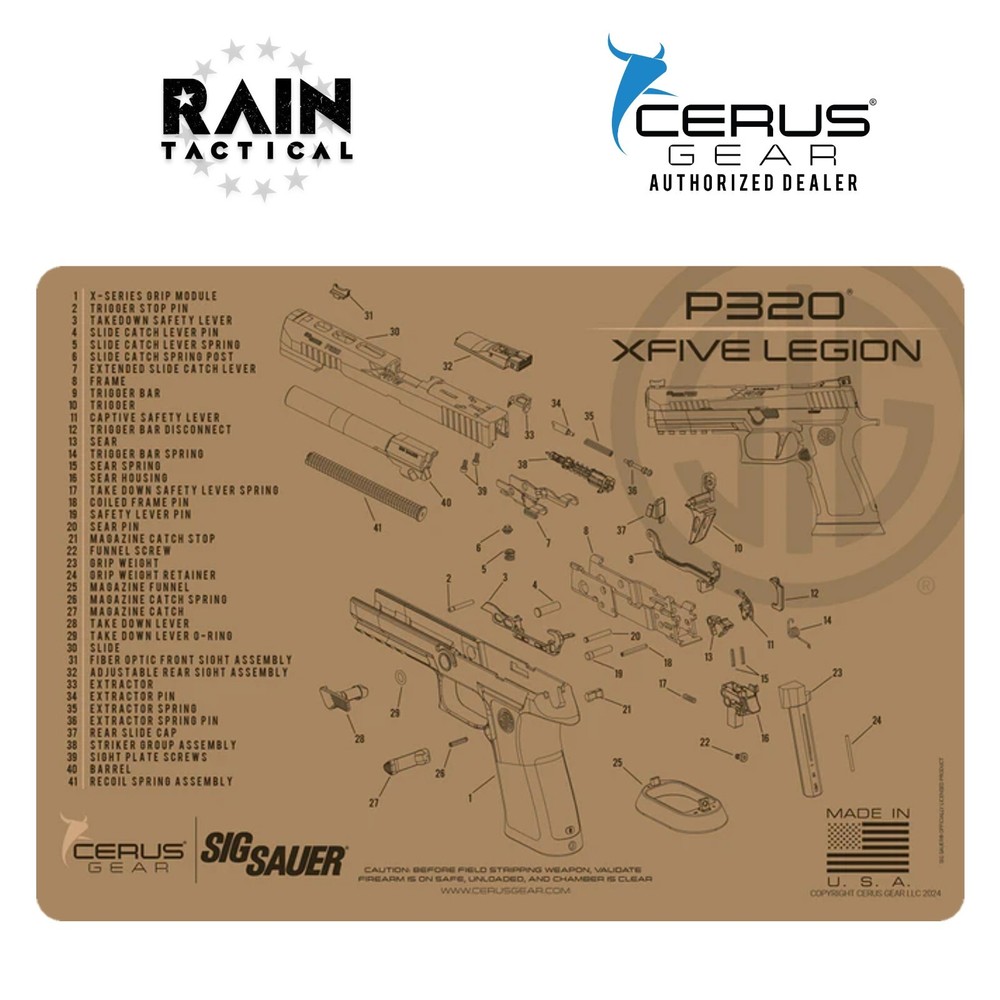 Sig Sauer P320 X-Five Legion Schematic Handgun Mat FDE