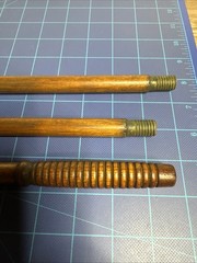 Antique 3 piece Wood Shotgun Cleaning Threaded Rod With One Attachment, Nice