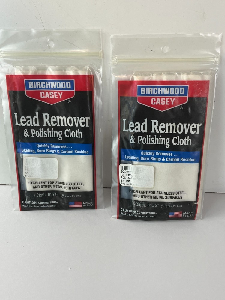 Lot 2 Birchwood Casey Lead Removed and Polish Cloth 6×9 Brand New