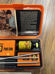 Hoppes 9 Old Vintage Gun Cleaning Kit & Storage Box Nice Orange Hard Case 1980s