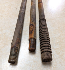Antique Three Piece Wooden & Brass Gun Cleaning Rod From England Rough Works