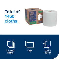 Light Duty Cleaning Cloth Giant Roll White W1, Use Wet or Dry, 1 X 1450 Cloths,