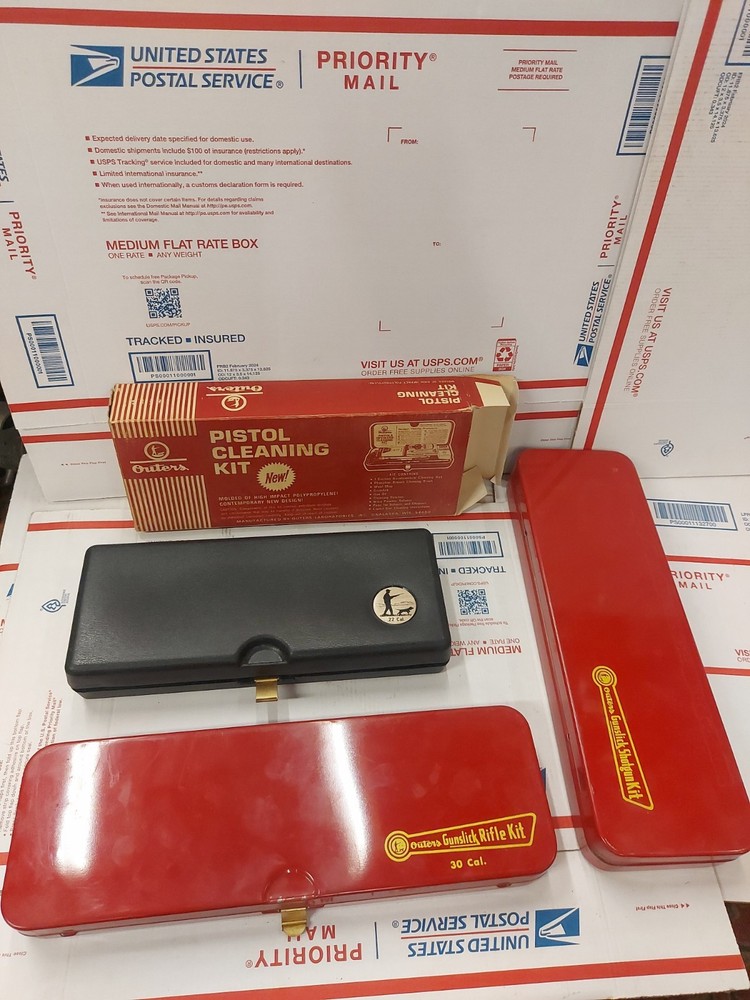 Vintage Outers Gunslick Rifle Cleaning Kit 477 30 Cal 478 Shotgun Pistol Red Box