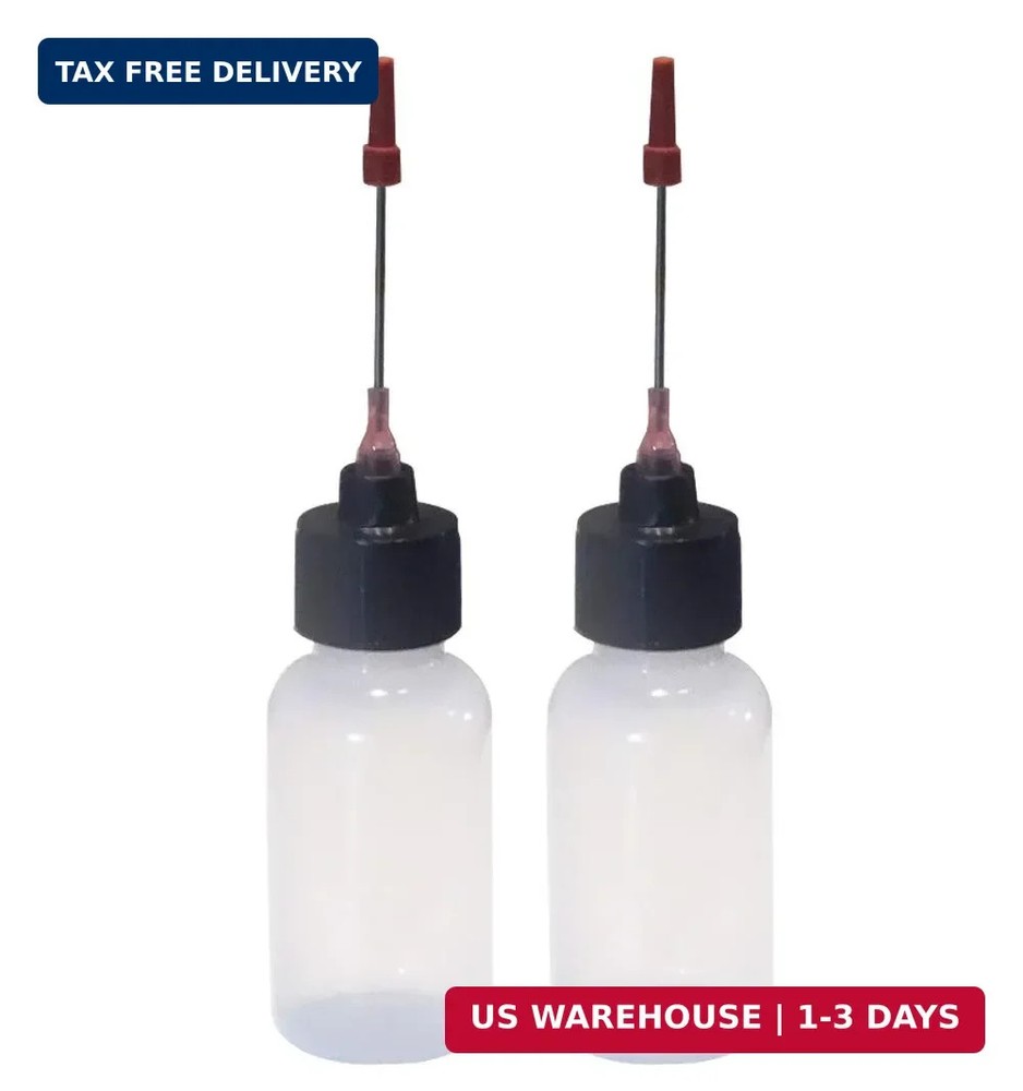Hicet 2 Bottles -1 OZ Size Bottles with Stainless Needle tip for All Your Gun Oi