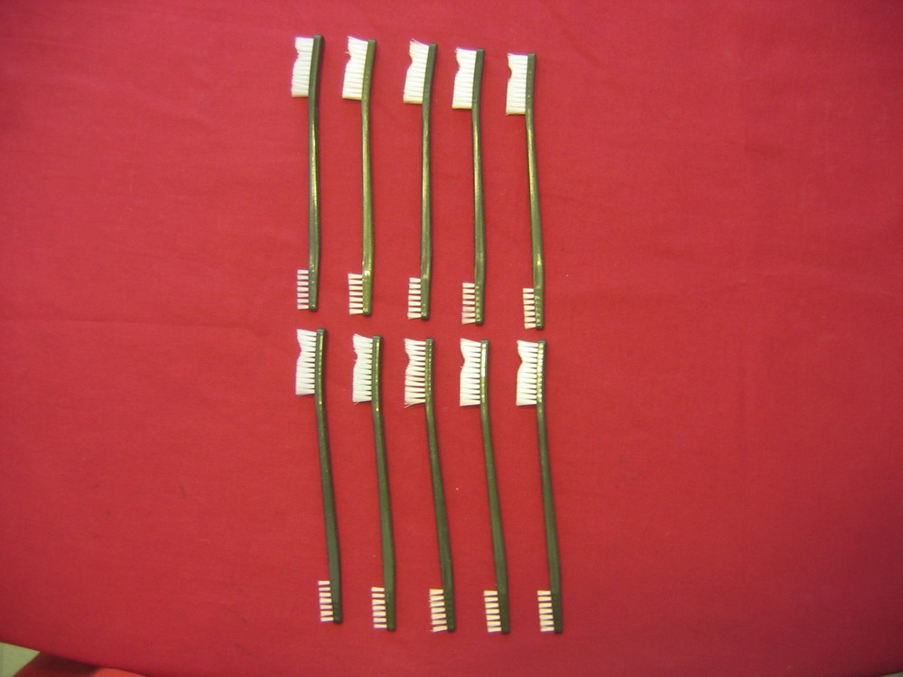 10 7″ DOUBLE ENDED CLEANING BRUSHES NYLON BRISTLES PLASTIC HANDLES !! GUNSMITH