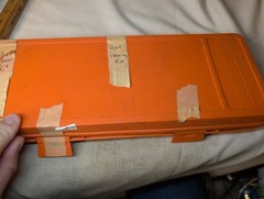 Hoppes 9 Old Vintage Gun Cleaning Kit & Storage Box Nice Orange Hard Case c1980s