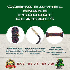 45 70 Gun Bore Cleaning Rope Lifetime Warranty Cobra Barrel Snakes 100 Swabs