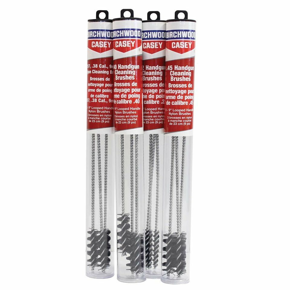 (3 PACK) Handgun 9″ Looped Handle Nylon Cleaning Brushes, Choice of Caliber