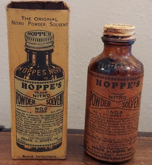 Vintage Hoppe’s Nitro Powder Solvent No.9 Bottle Glass w/ Original Box Papers