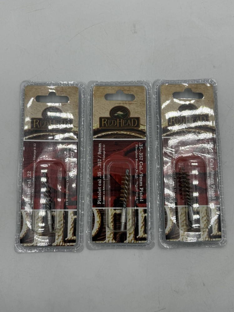 RedHead .35/.357/9mm X 2 & .22 Cal Pistol Bronze Bore Cleaning Brush New Lot
