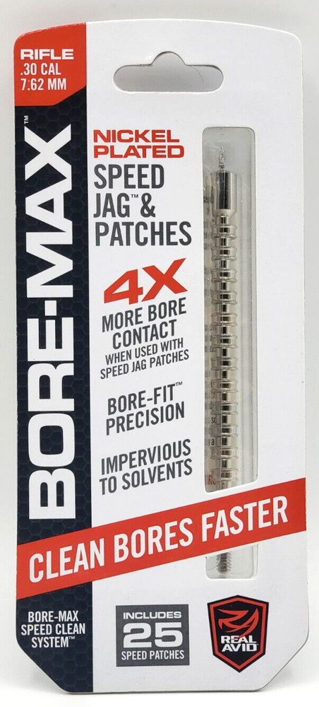 Bore-Max Nickel Plated Speed Jag &Patches For .30 Cal 7.62mm Rifle NIB