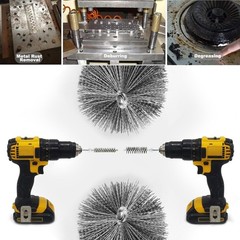 5Pcs 3/8″ Stainless Steel Bore Brush Set – 1/4″ Hex Shank Wire Cleaning Brushes